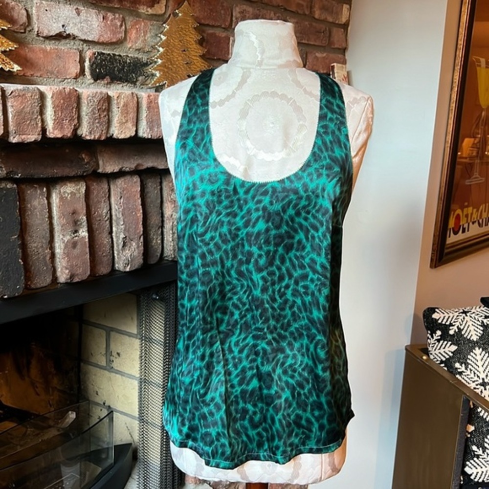 ***VINTAGE*** Joie Teal Cheetah‎ 100% Silk Tank